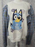 Bluey Sweatshirt, size L with cotton sleeves