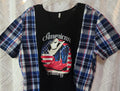 American Country crop top with cotton sleeves, size S