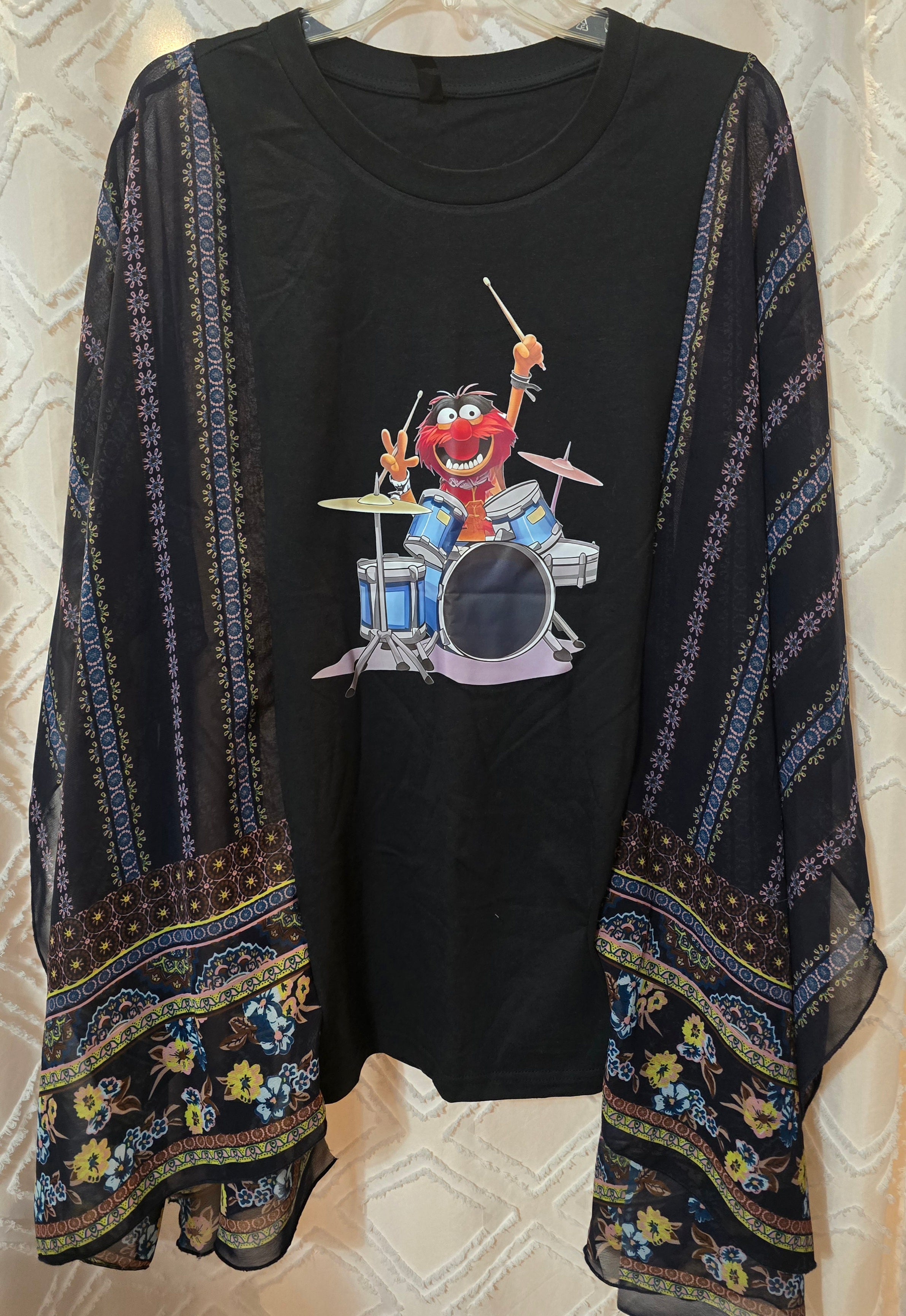 Animal Drummer poncho shirt, one size
