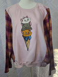 Aristocats Sweatshirt, size L with flannel sleeves