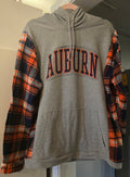 Auburn Hoodie, size XL with flannel sleeves