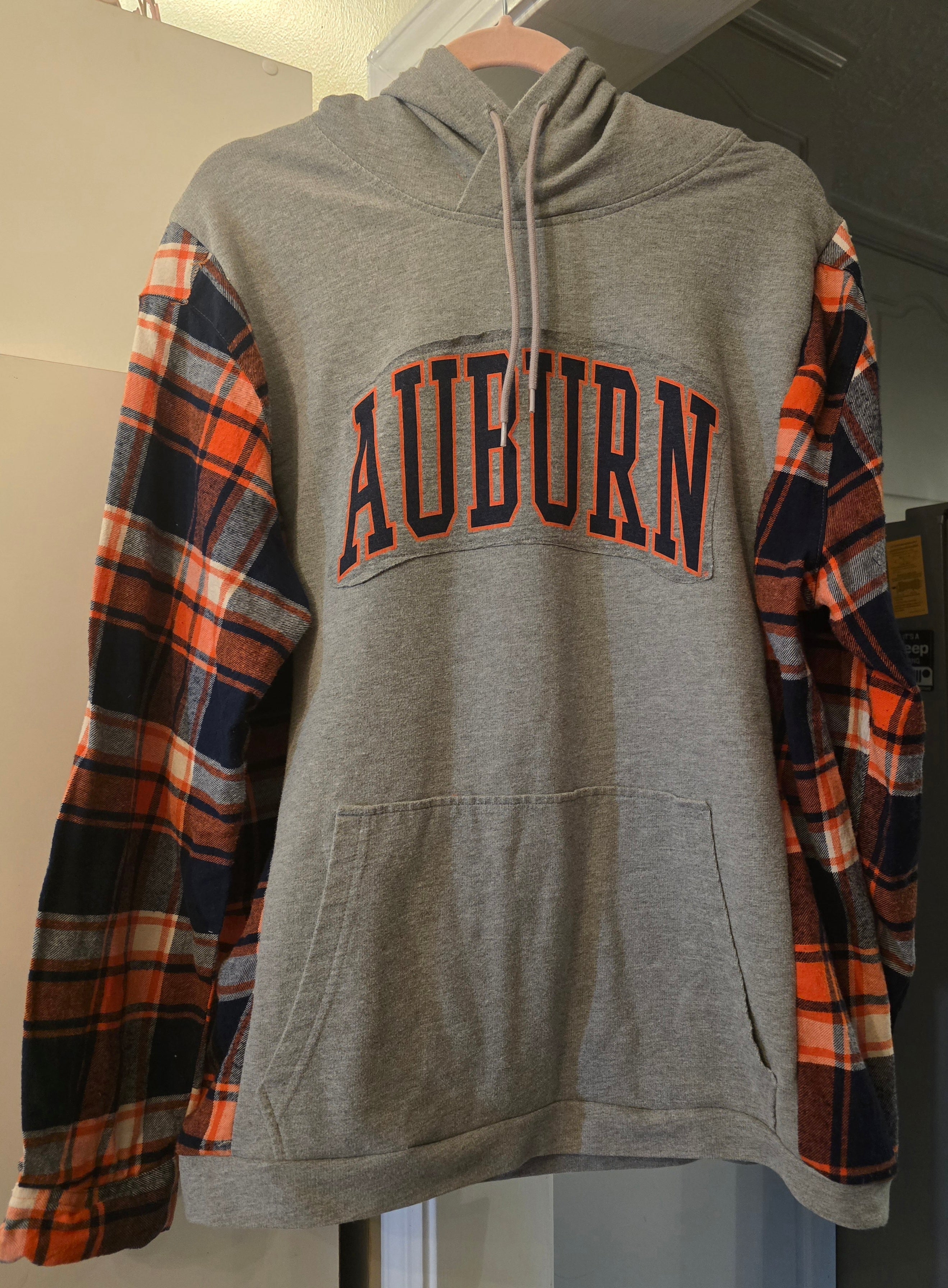 Auburn Hoodie, size XL with flannel sleeves