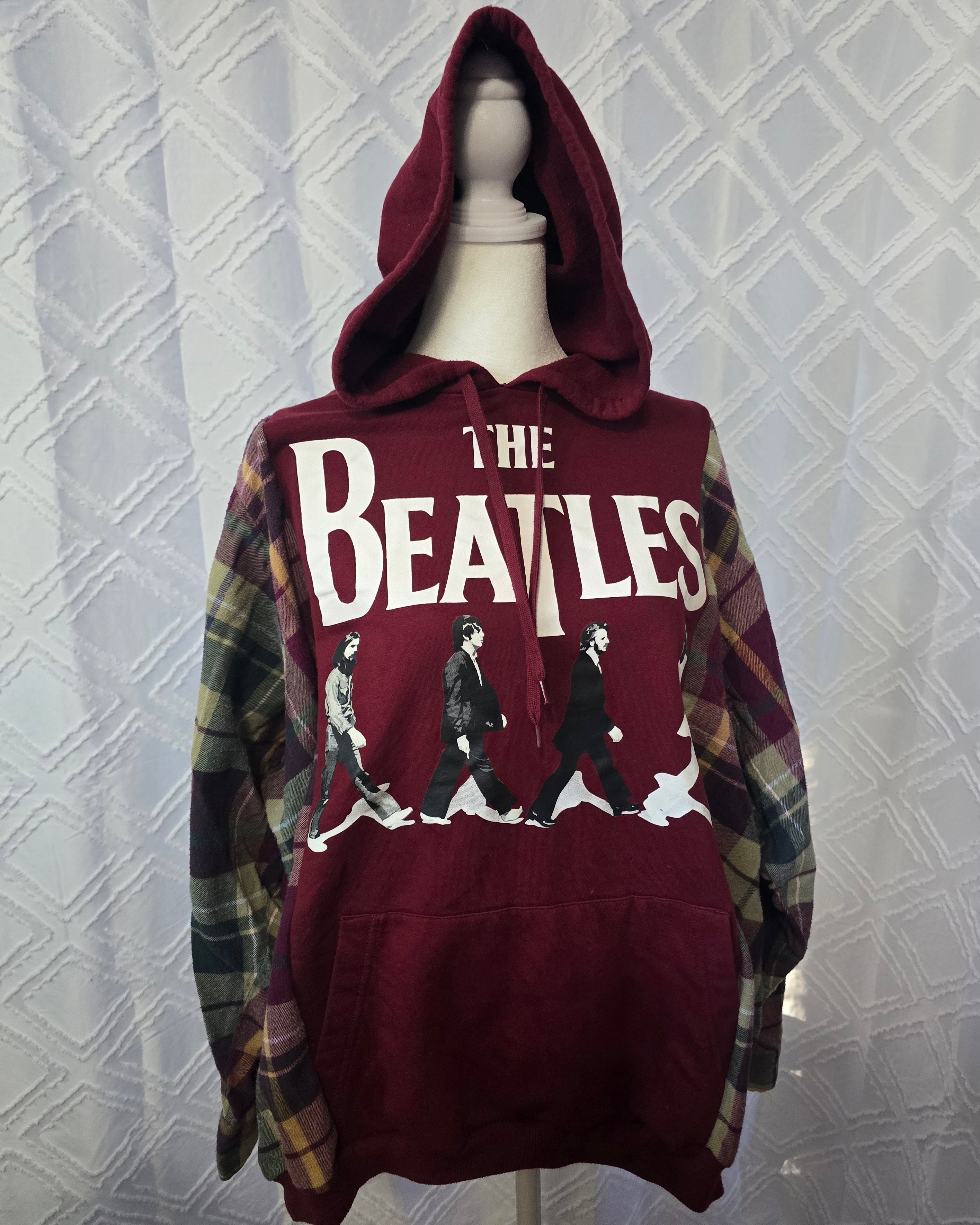 Beatles Abbey Road Hoodie, size L w/ flannel sleeves