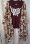 Bon Jovi Floral poncho shirt, one size