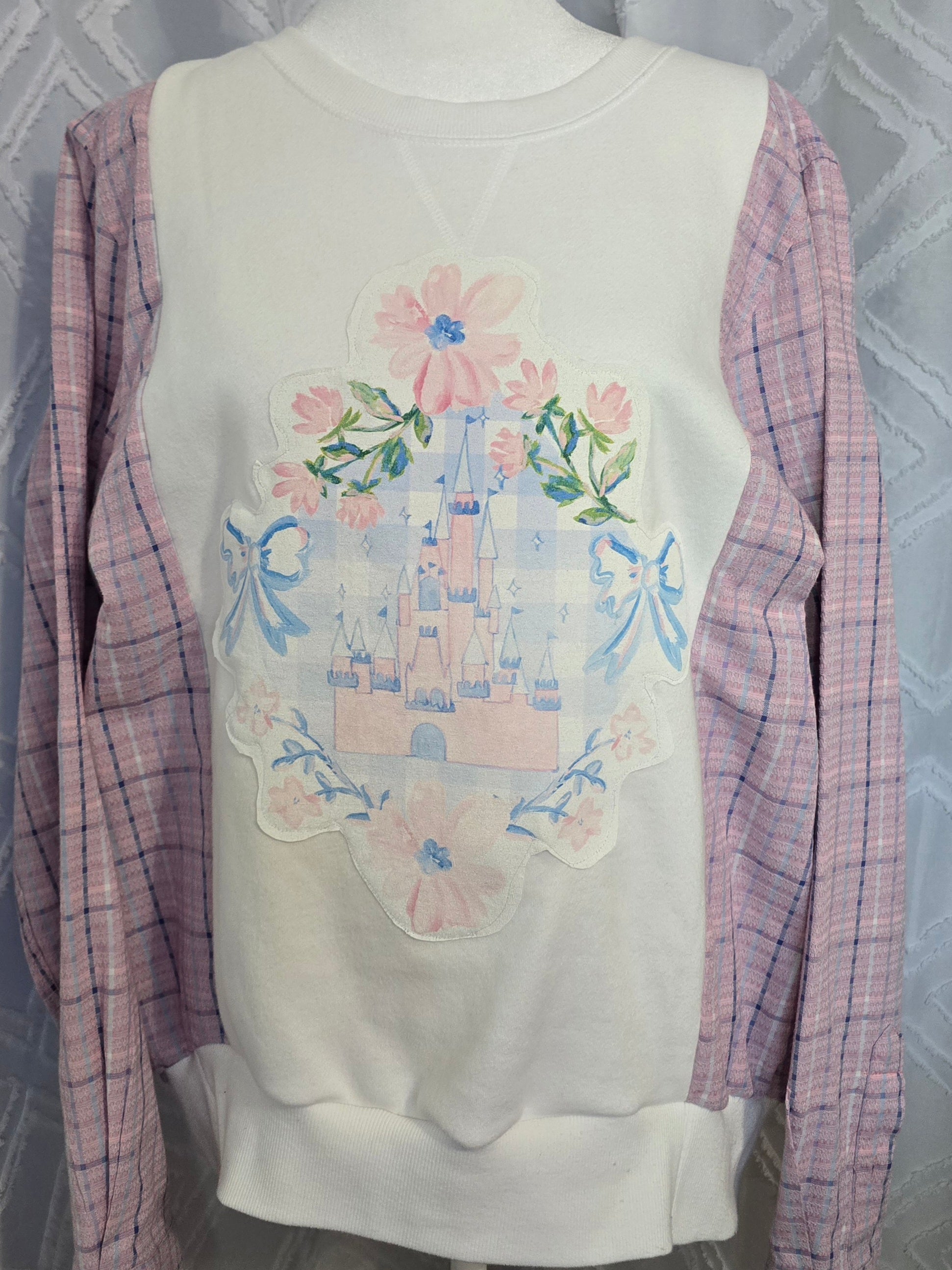 Cinderella's Castle Sweatshirt, size L with flannel sleeves