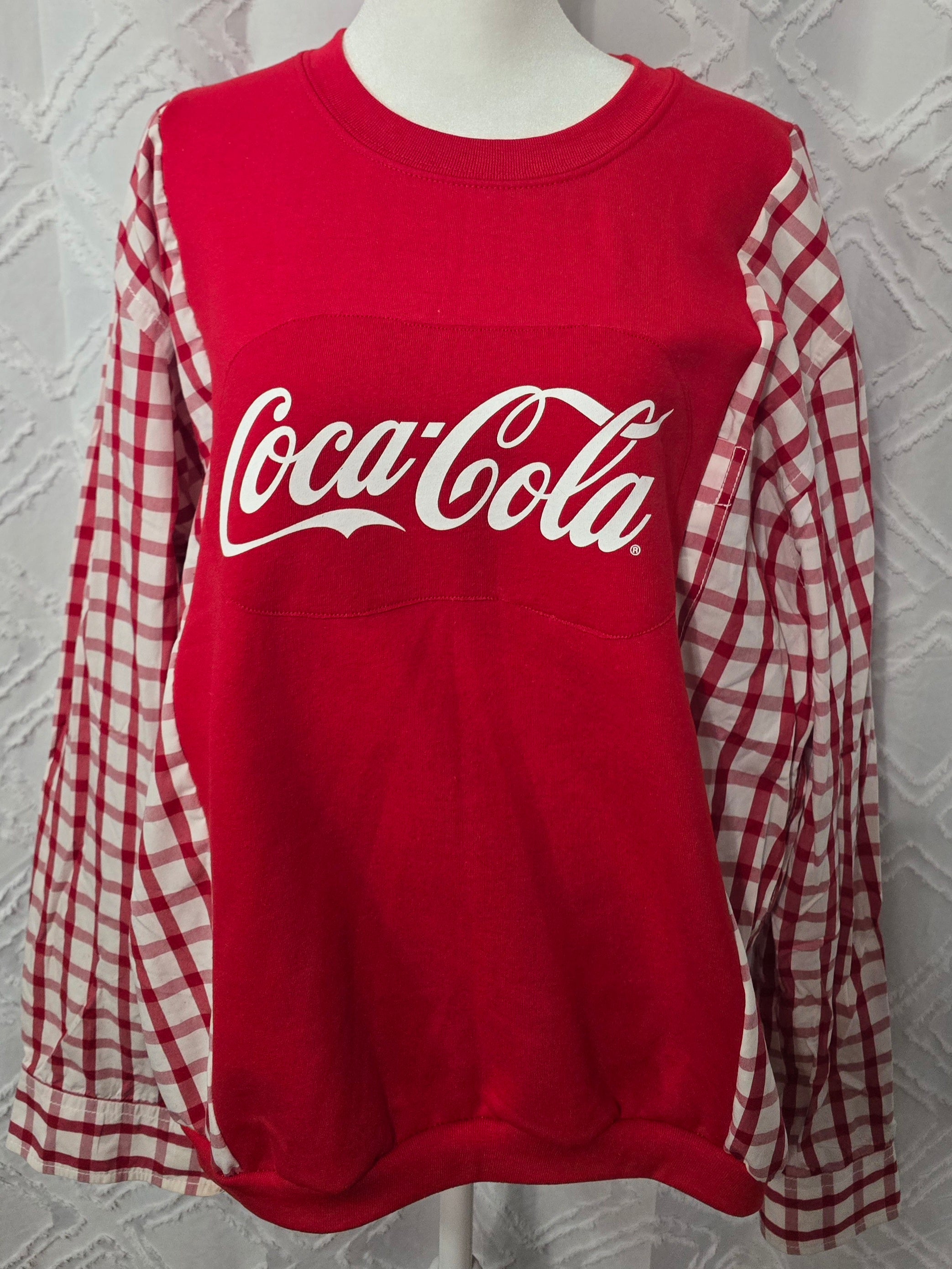 Coke Sweatshirt, size L with cotton sleeves