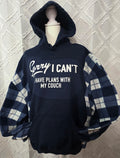 Couch Hoodie, size L with flannel sleeves