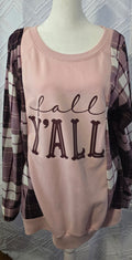 Fall Y'all Sweatshirt, size XL with flannel sleeves