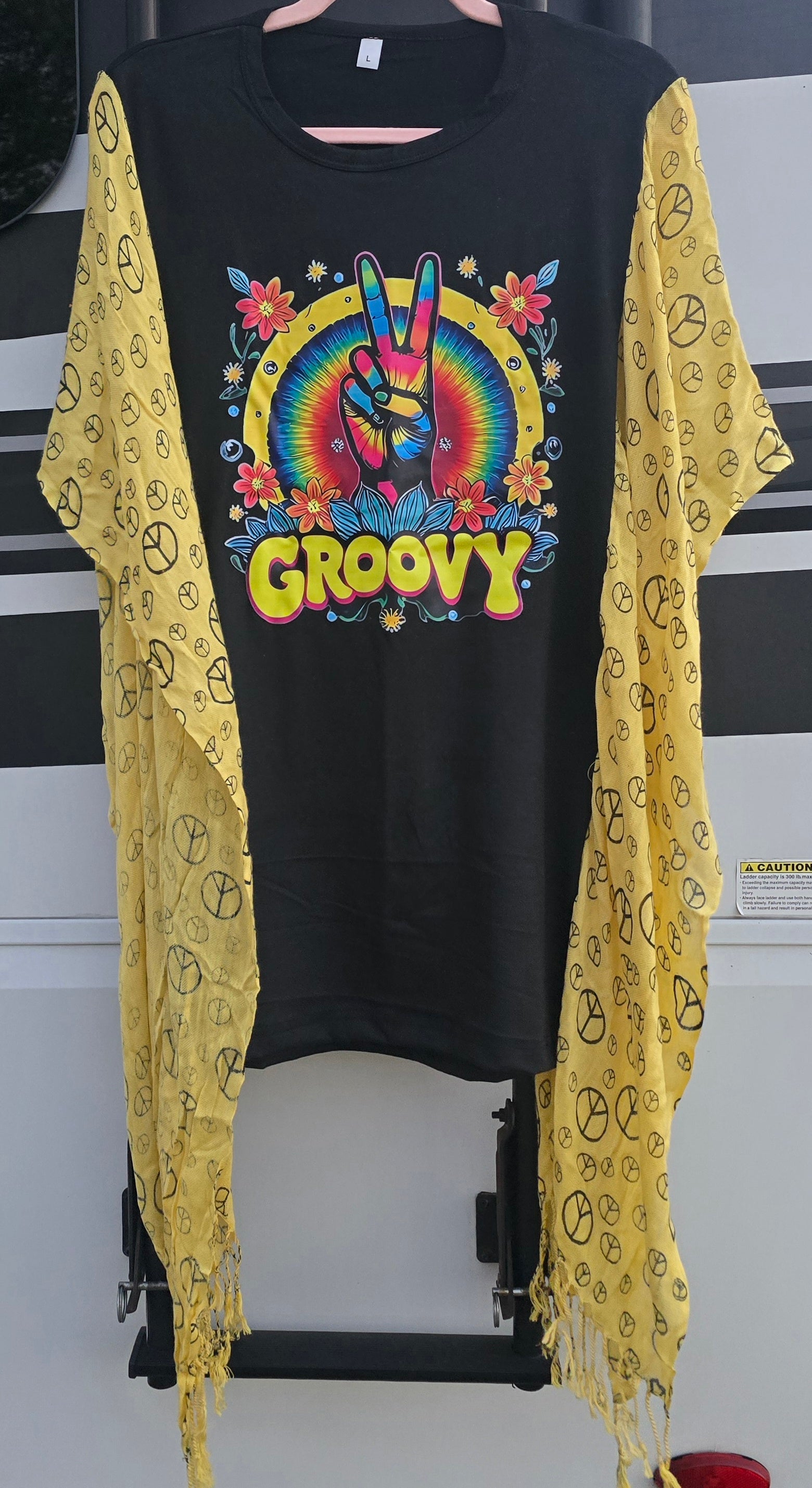 Groovy Peace Signs Poncho Shirt, one size