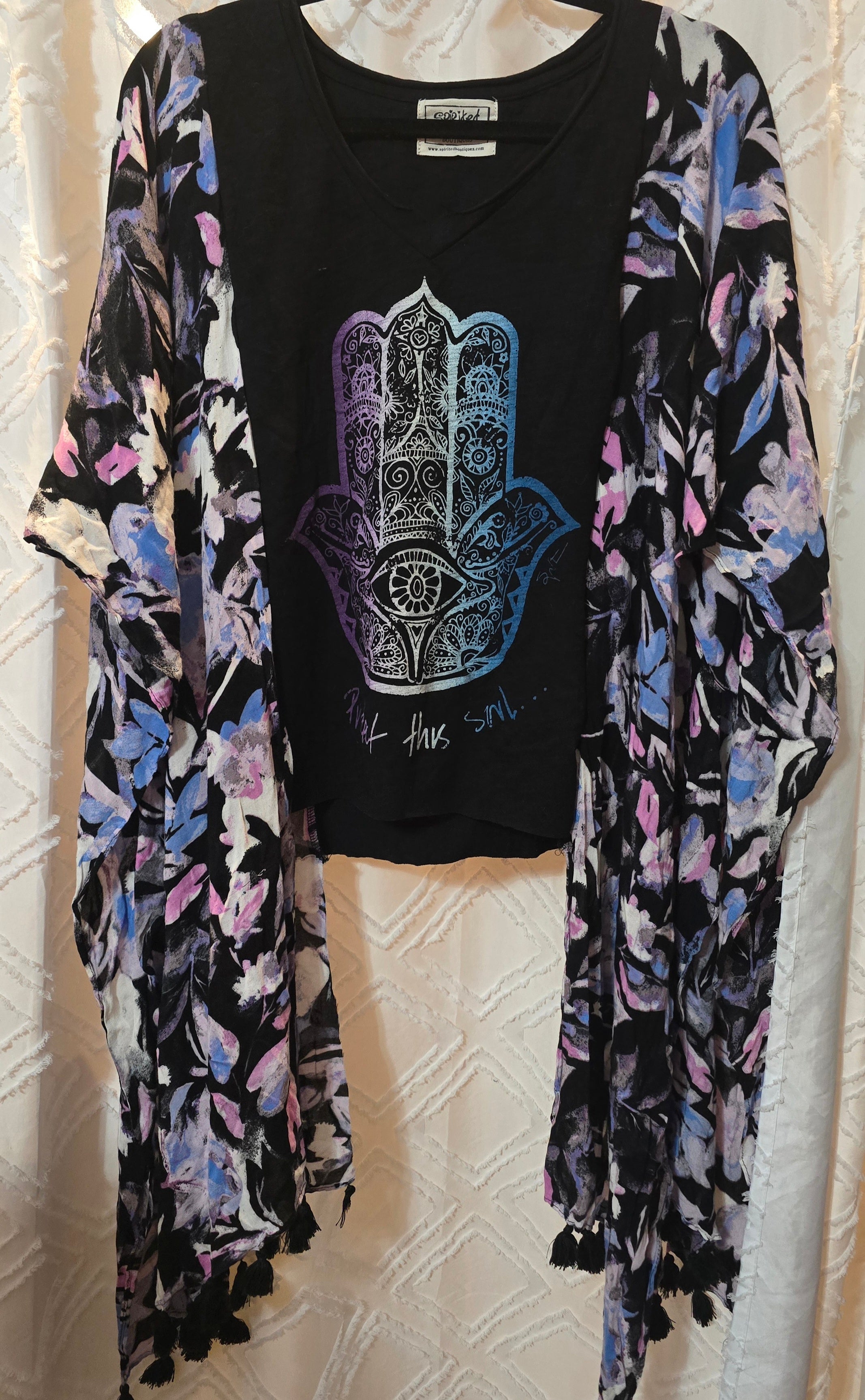 Hamsa poncho shirt, one size