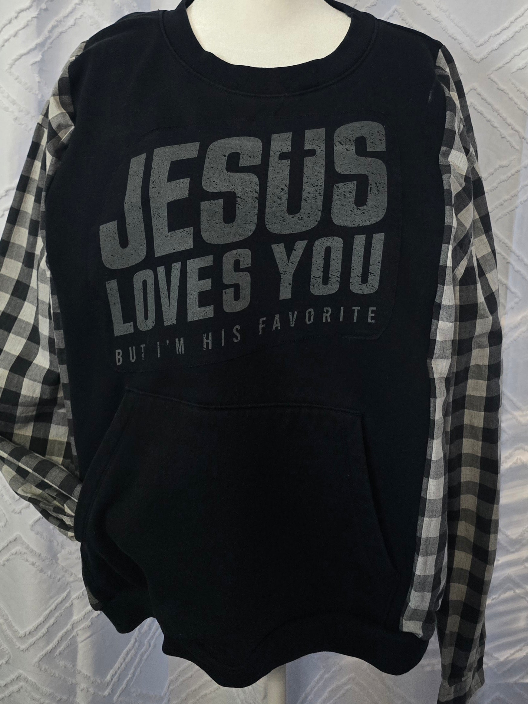 Jesus Loves You Sweatshirt, size XL with cotton sleeves
