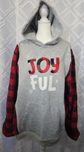 Joyful Adult Hoodie, size 2XL with flannel sleeves