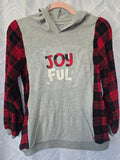 Joyful Youth Hoodie, size L (youth) with flannel sleeves