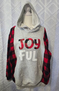 Joyful Adult Hoodie, size M with flannel sleeves