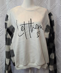 Let Them Sweatshirt, size XL, with flannel sleeves