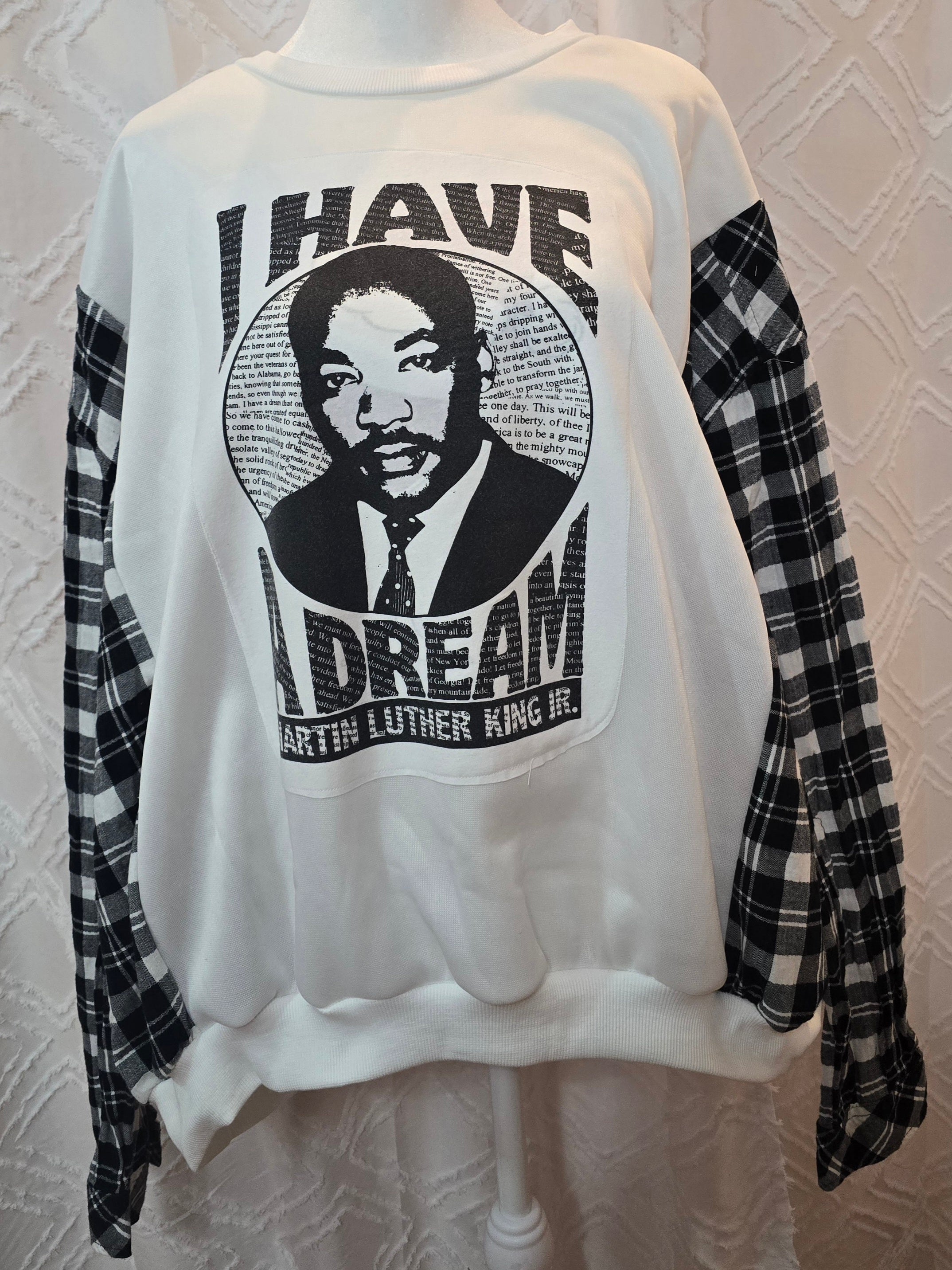 I Have A Dream Sweatshirt, size L with flannel sleeves