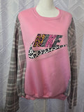 Nike Sweatshirt, pink, size M with flannel sleeves