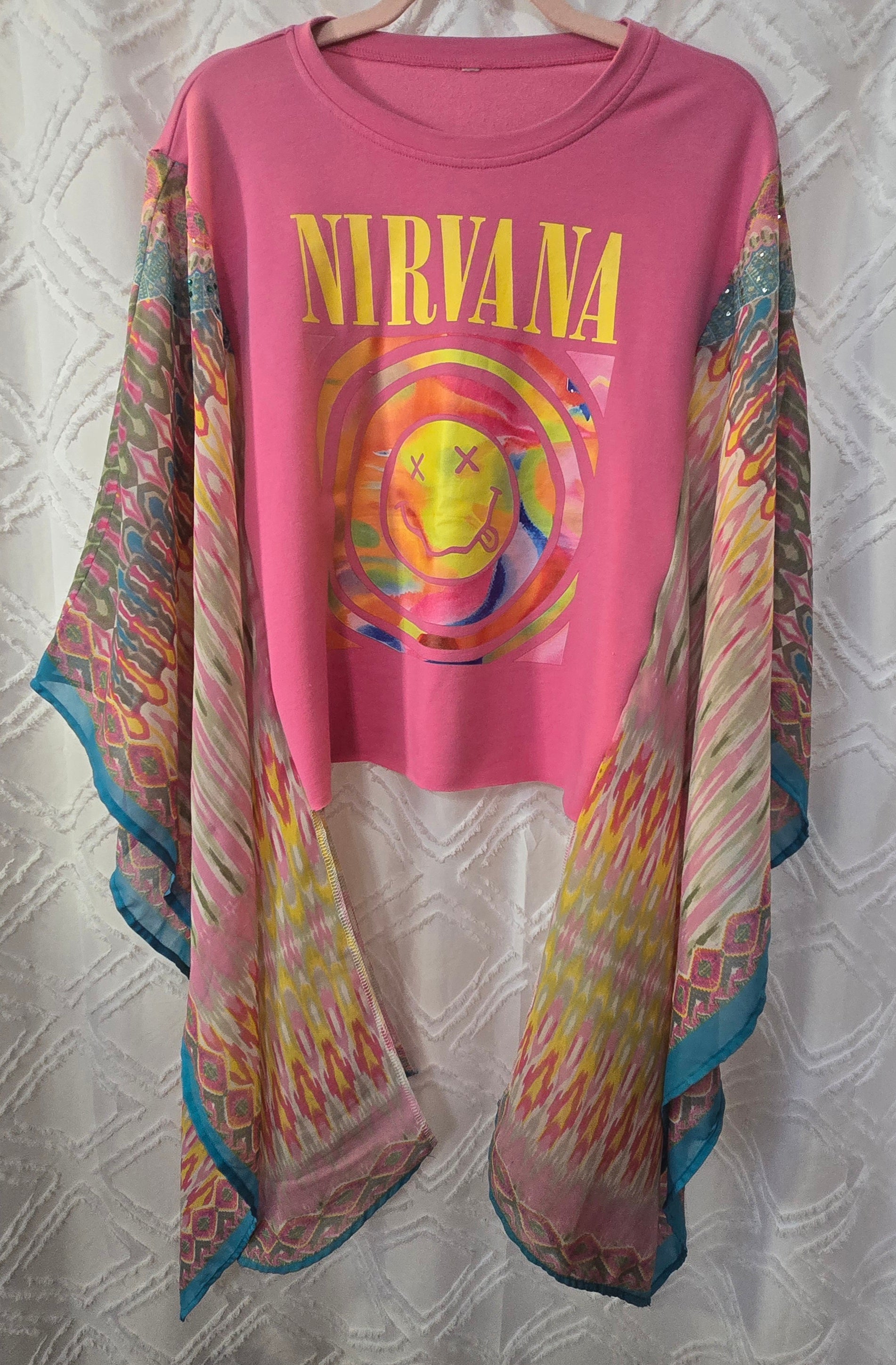 Nirvana pink poncho shirt, one size