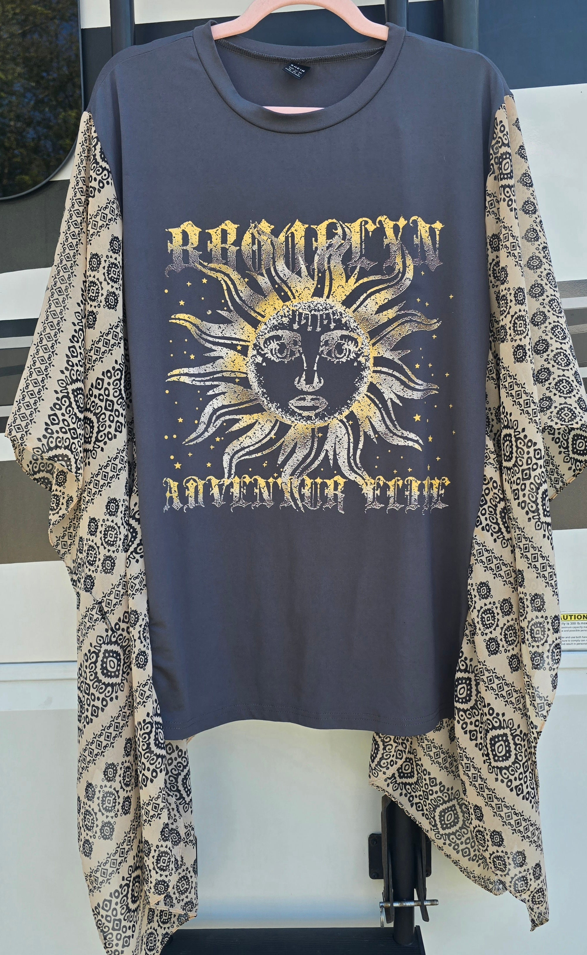 Brooklyn + Sun Symbol Poncho Shirt, one size