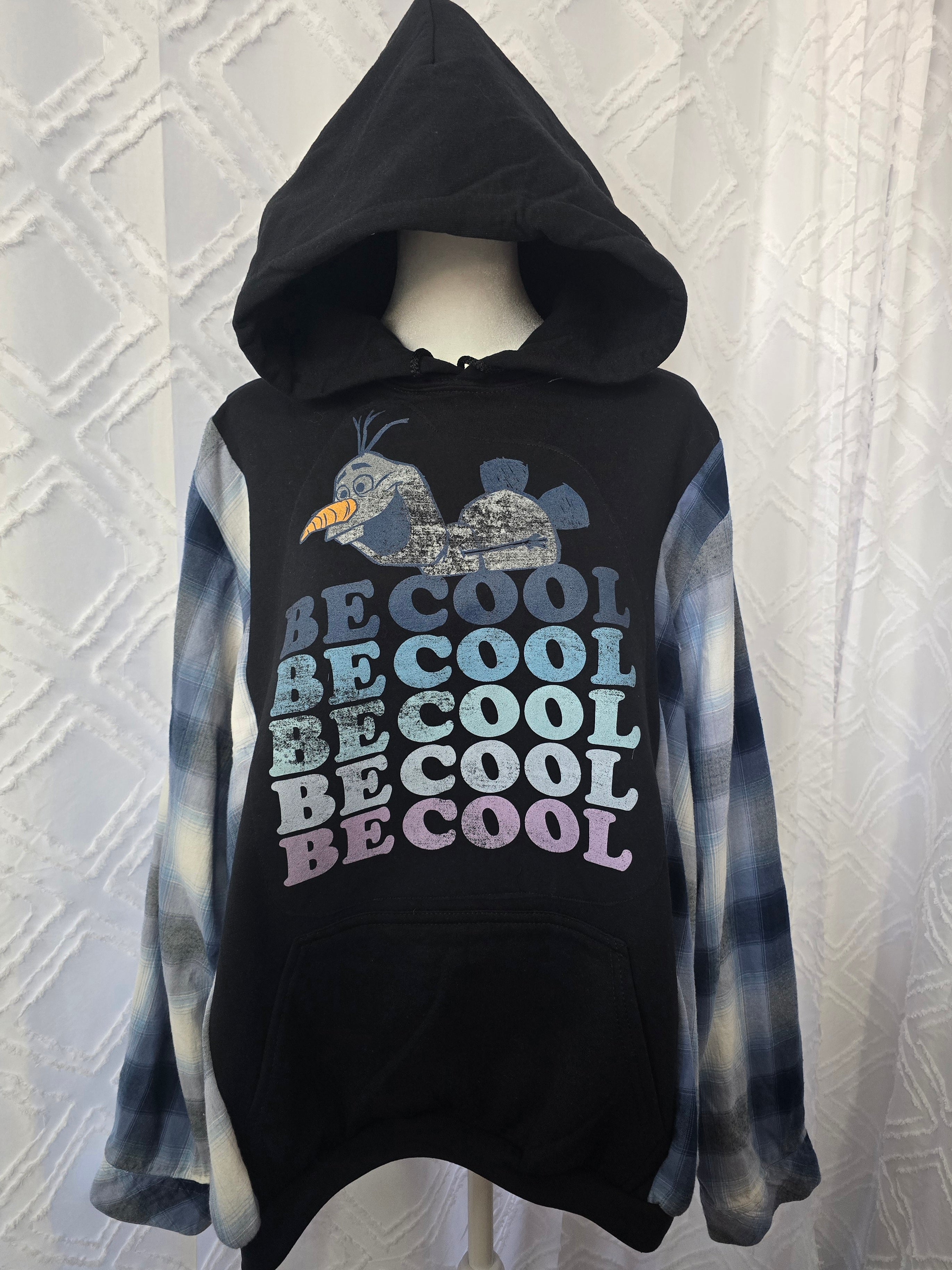 Olaf Frozen Hoodie, size XL with flannel sleeves