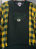 Packers Script Logo Sweatshirt, size M with flannel sleeves