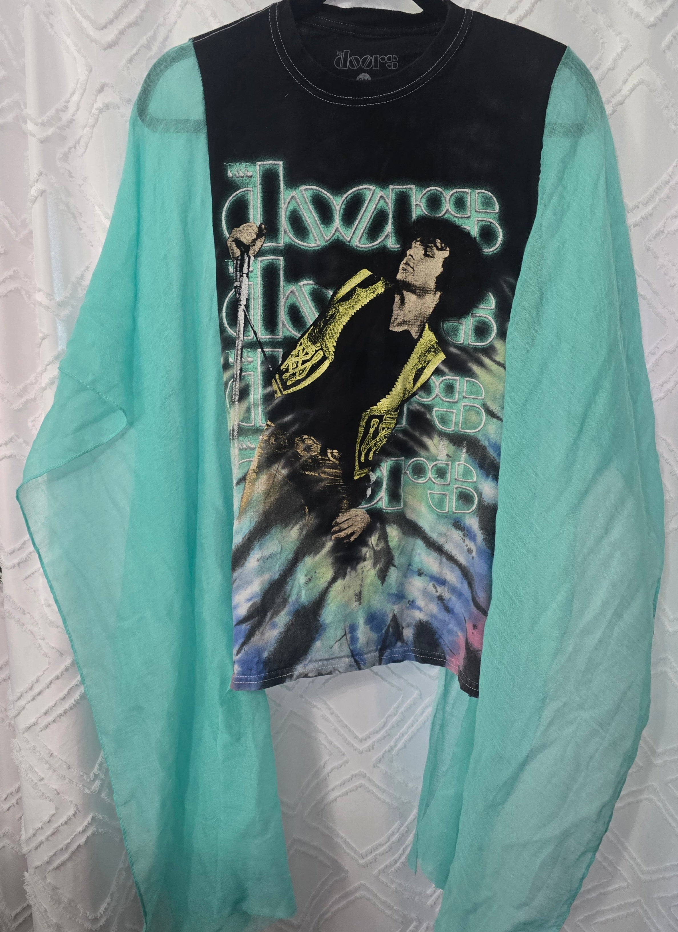 The Doors black and teal poncho shirt, one size