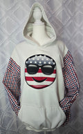 USA Smiley Hoodie, size 2XL with cotton sleeves